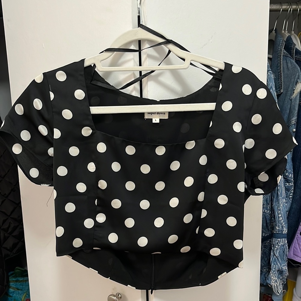 Polka Dot Crop Top Blouse